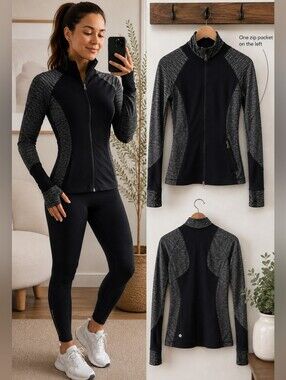 Lululemon Black & Gray Heather Running Jacket | Size 6